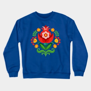 Scandinavian rosemaling folk art flower ornament Crewneck Sweatshirt